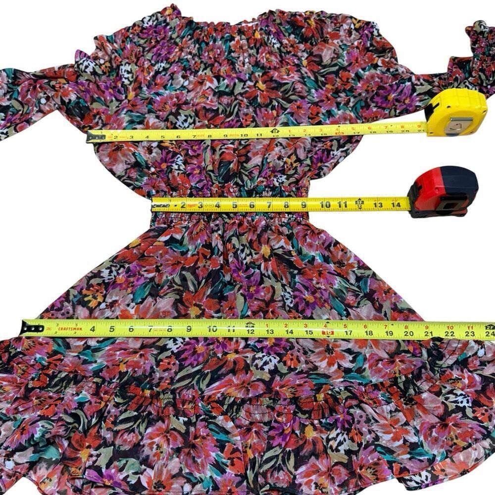 Misa Los Angeles Marin dress lorena Floral Long Sleeve Mini Size S Flirty - Picture 8 of 10